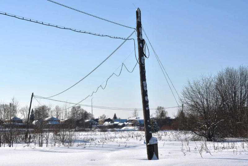City Electric Poles on a Snowy Day